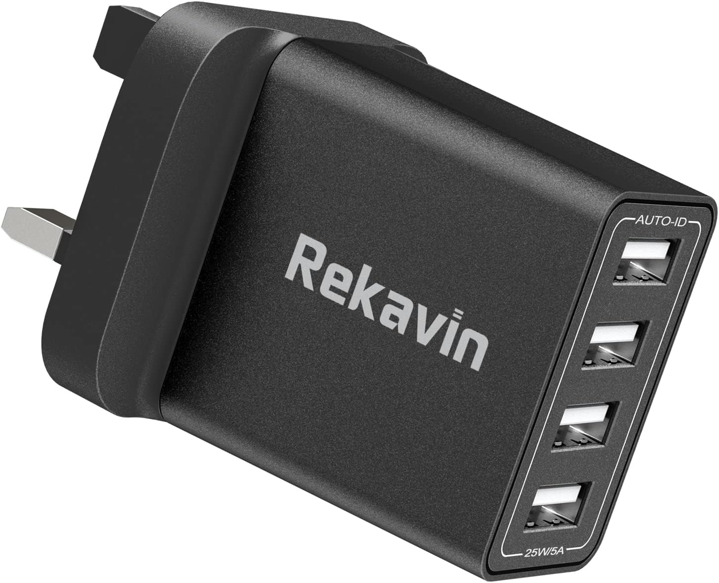 USB Plug Charger,Rekavin Multi USB Plug Charging Adapter UK 4 Port with Smart IC 5V/25W Fast Wall Mains Charge for iPhone 13 12 11 pro Max 10 XS XR X 8 7 6,Samsung S10 S9 S8 S7 Note 8 9,ipad,Huawei