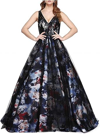 printed evening gown