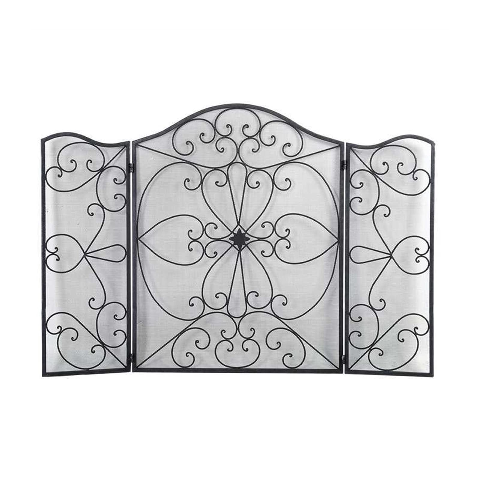 Fireplace Screen Retro Fireplace Screen Wrought Iron Casting Fireplace Screen Flower Pattern Fireplace Guard for Home Spark Guard Cover