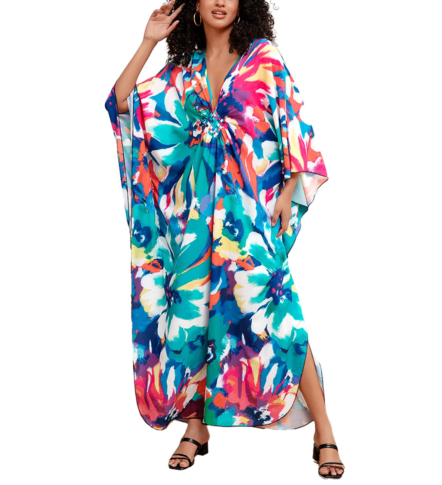 sunforyou Kaftan Dresses for Women Stylish Caftans Plus Size Beach Cover up Soft Loungewear