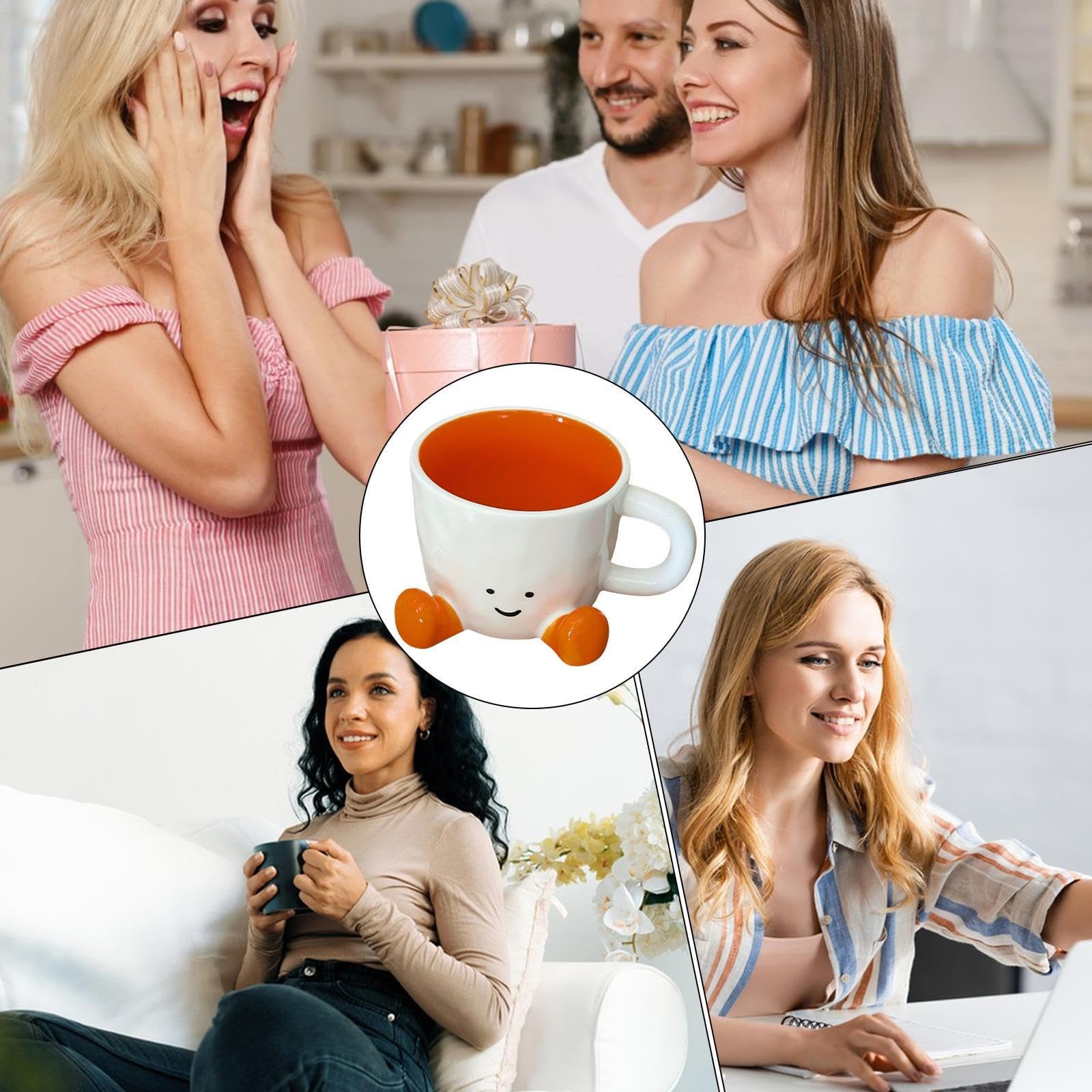 Keramiktasse, originelle Kaffeetasse, handgeknetetes Design, verhindert Verbrühungen, niedliches dekoratives Schreibtischzubehör für Getränke