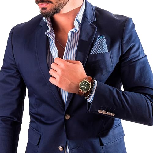 Miniatura 6 de Perry Ellis Reloj para hombre con energía solar, reloj analógico de cuero vegano resistente al agua para hombre, caja de 1.693 in, bisel taquímetro