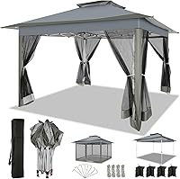 Vista 13 de COBIZI Toldo desplegable de 12x12 para patio en oferta con mosquitero, carpas para patio en oferta, tienda de campaña al aire libre con bolsa