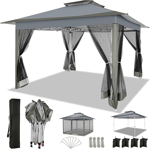 Miniatura 13 de COBIZI Toldo desplegable de 12x12 para patio en oferta con mosquitero, carpas para patio en oferta, tienda de campaña al aire libre con bolsa