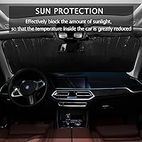 Vista 5 de Parasol plegable para parabrisas de automóvil, con estampado de calavera y ojos rojos, protección contra rayos UV, parasol para mantener tu vehículo