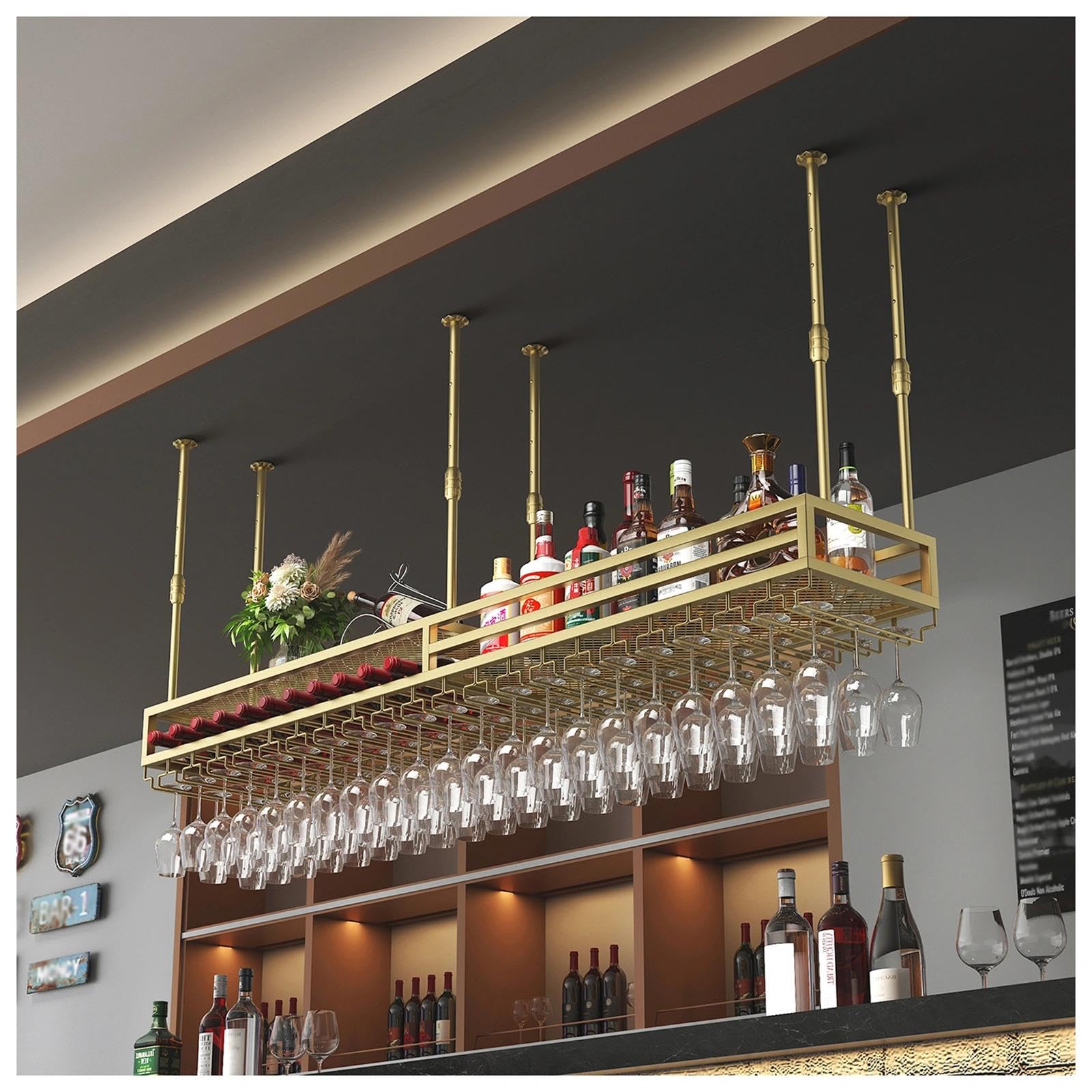 Support de verre à vin suspendu noir pour organiser les verres à pied