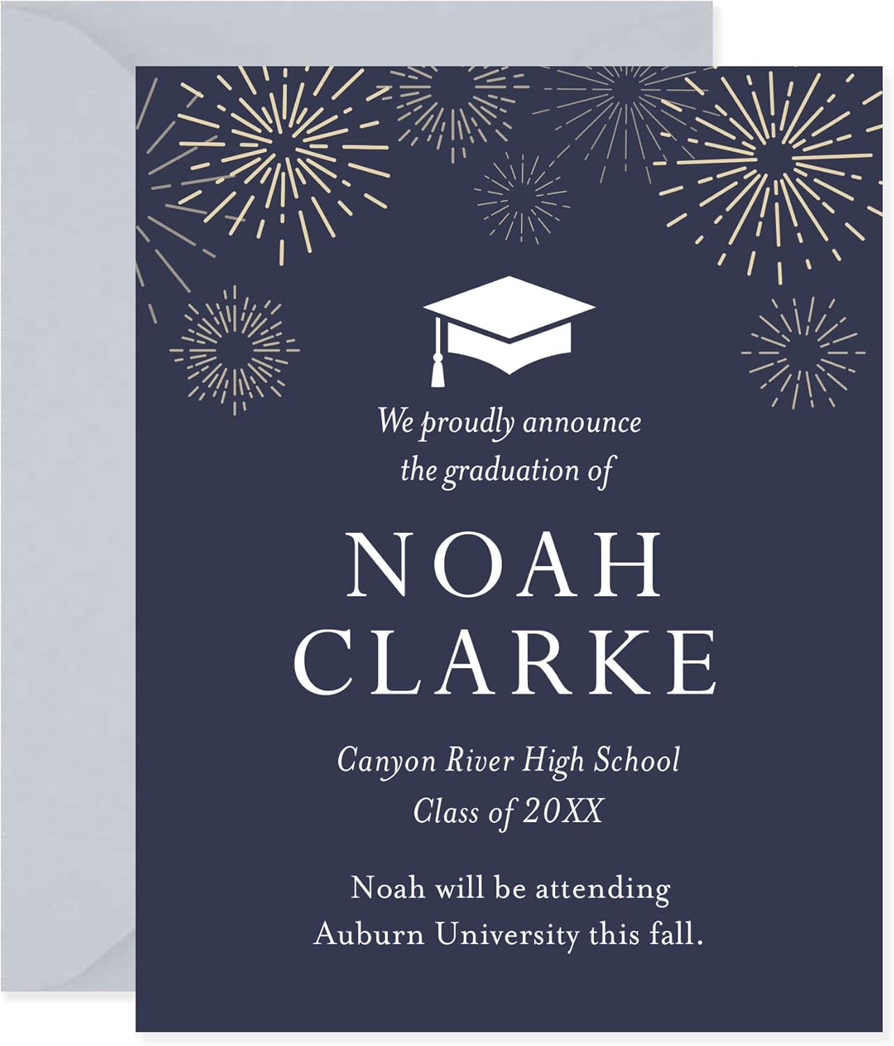 Personalized 4.25x5.5 High School Graduation Announcements with Envelopes