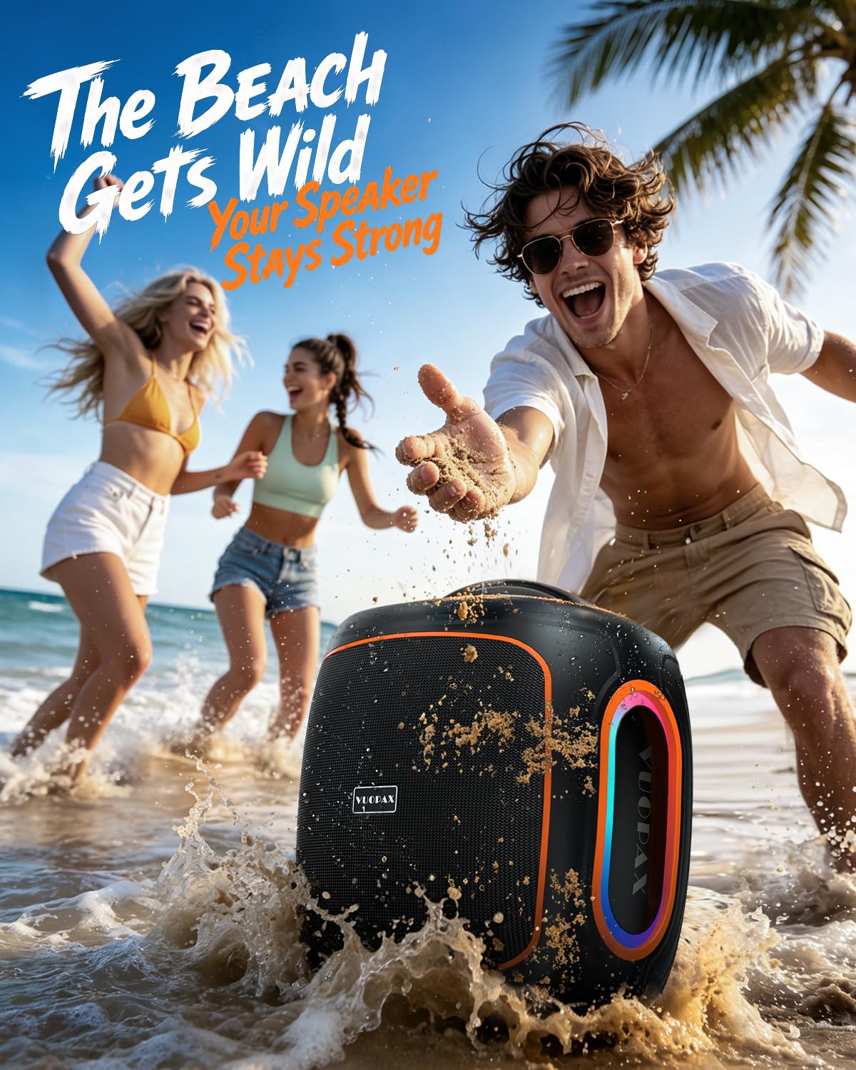 Altavoz Bluetooth Portátil de 120W Peak, Altavoz Inalámbrico Para Fiestas | Al Aire Libre con Woofer 6.5", IP65, Bass Boost, Batería de 18000 mAh, 30H, BT5.4, para Playa, Jardín, Camping, Obra Grande