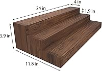 Vista 3 de Soporte para botellas de licor, estante de exhibición de botellas de licor de 3 niveles de 24 pulgadas, capacidad para 18 botellas, madera real,