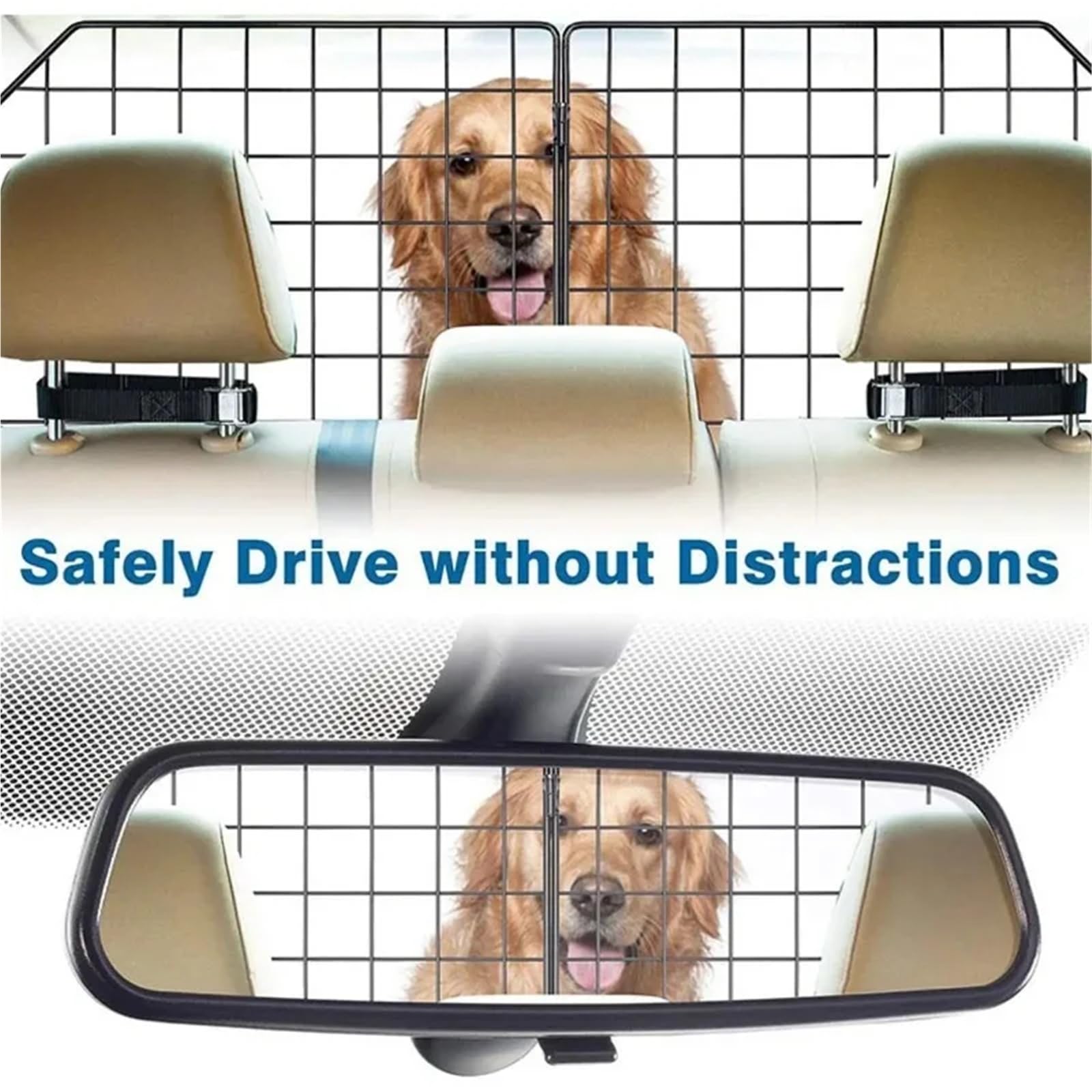 Barrera de coche ajustable para perro, transpirable, divisor de maletero de mascotas, red de protección de viaje para perros, accesorios de viaje
