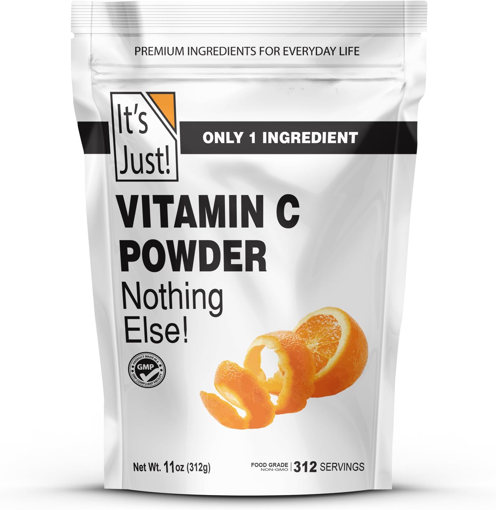 It's Just! - Vitamin C Powder, 100% Pure L-Ascorbic Acid, Food Grade, Immune Support, Homemade Cosmetics (11oz)