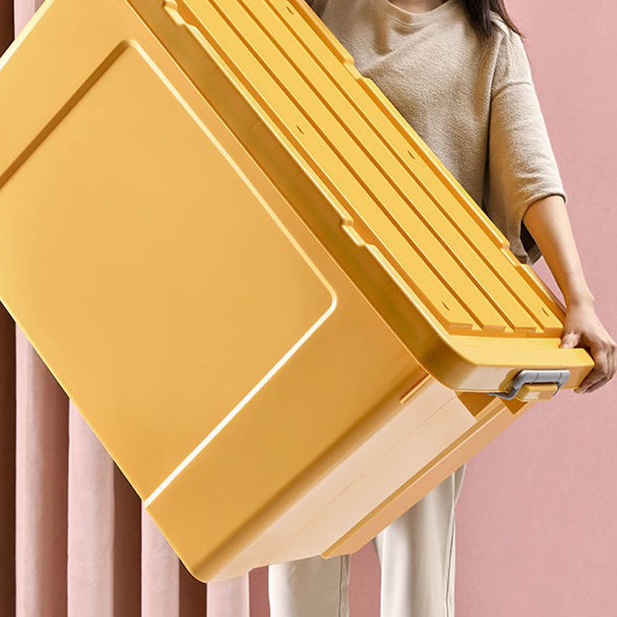 Scatola Portaoggetti Sotto il Letto, Fibbia Sigillata con Coperchio Può Essere Impilata Scatola Portaoggetti in Plastica, Adatta per il Fondo Del Divano Della Camera da Letto/Azzurro/100 Lit