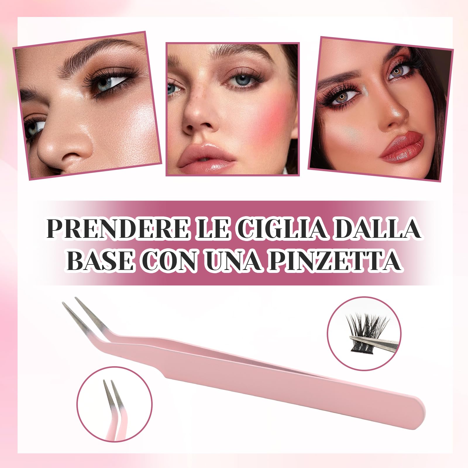 VEGCOO Ciglia Finte Ciuffetti 480 Pezzi, 60+100+120+150D Ciuffetti Ciglia Finte, Kit Extension Ciglia 10-16mm Volume Cluster Lashes con Accessori per Principianti ed Esperte
