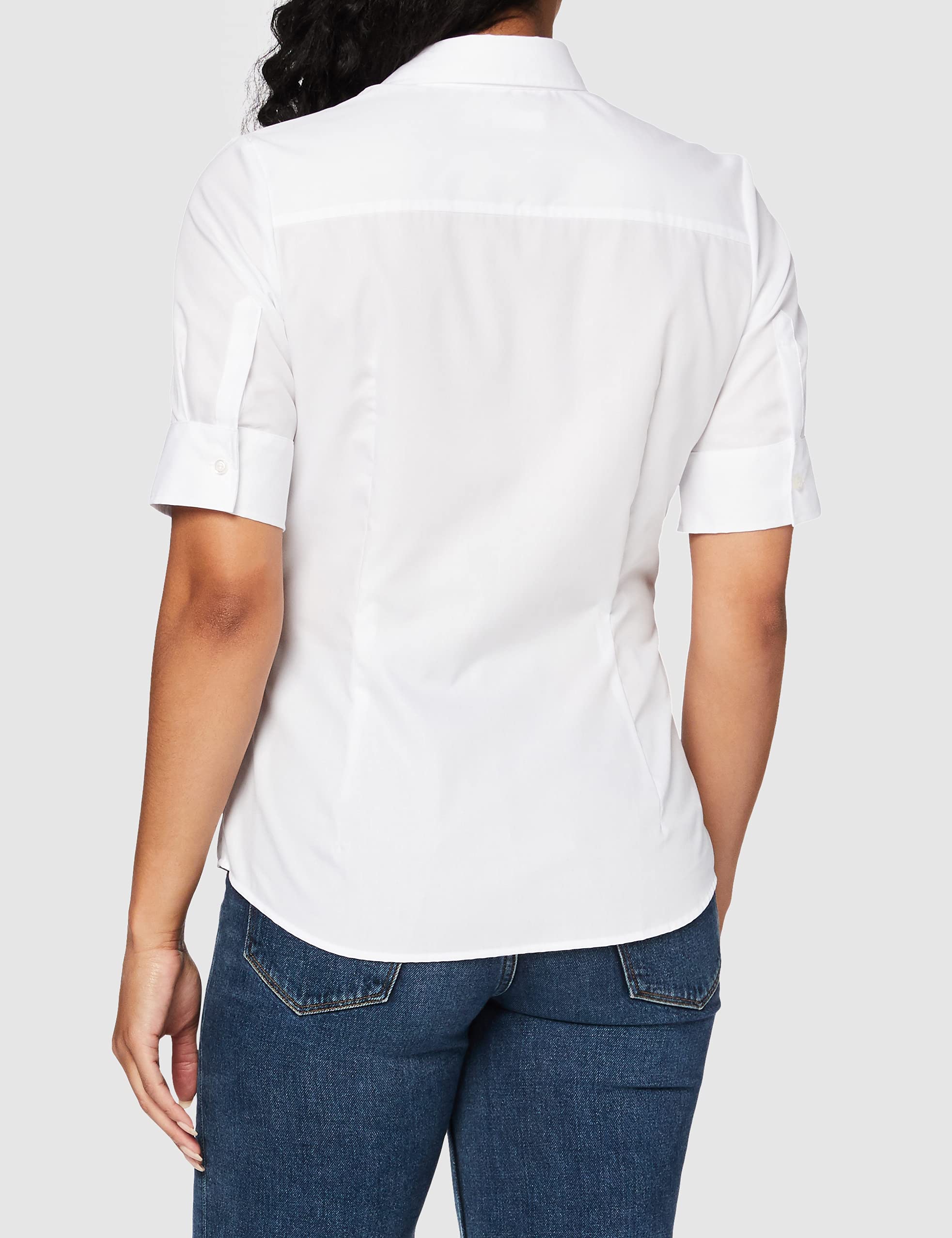 Seidensticker Damen City Bluse Kurzarm Slim Fit Uni Bügelfrei Schmal Taillierte Hemdbluse - Slim Fit - Hemdbluse - Kurzarm - 100% Baumwolle (1er Pack)