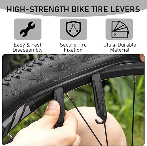 Miniatura 3 de Kit de reparación de neumáticos de bicicleta, kit de parche de tubo de bicicleta de 101 piezas con parches de vulcanización y pegamento de