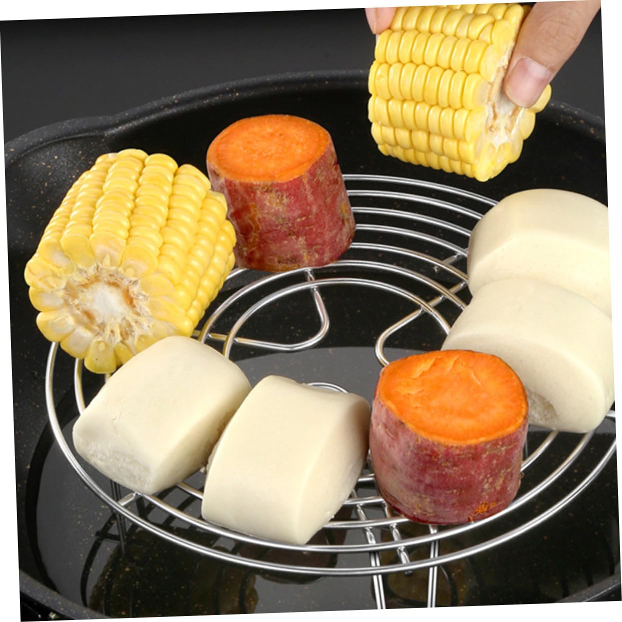Steamer Basket 2 Pezzi in Acciaio Inox, Argento, Vapore