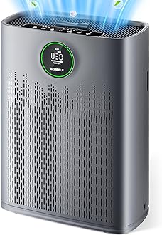 Air Purifiers for Home Large Room, with Smart Mode, PM2.5 Air Quality Display, 22dB Sleep Mode, Aromatherapy, Cover Up to 2200 Ft² with 2X-Purification & 360°Air Outlet, HAP603, Carbon Grey