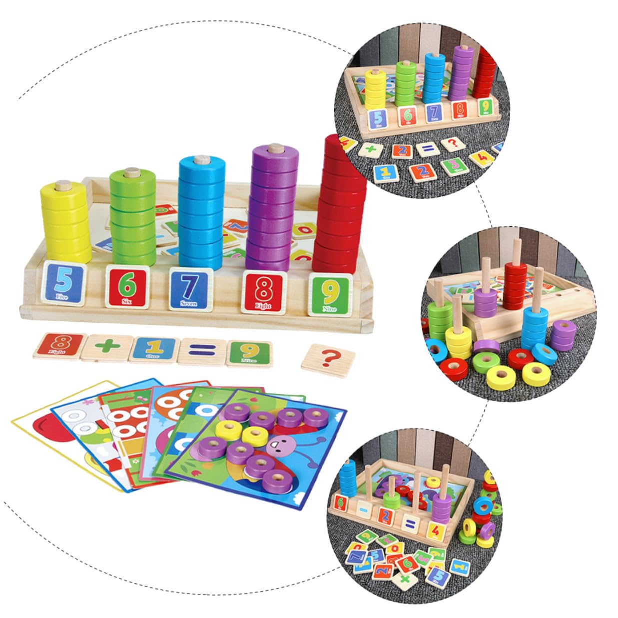 Kisangel Giochi Educativi Puzzle in Legno Montessori per Blocchi Matematici Colorati Gioco di Abbinamento e Calcolo Giocattolo Didattico per Sviluppo Manuale e Cognitivo Superficie Liscia