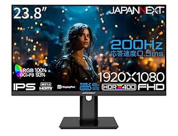 JAPANNEXT 23.8型 /フルHD(1920×1080) /200Hz JAPANNEXT 23.8インチ IPSパネル搭載 200Hz対応 フルHD