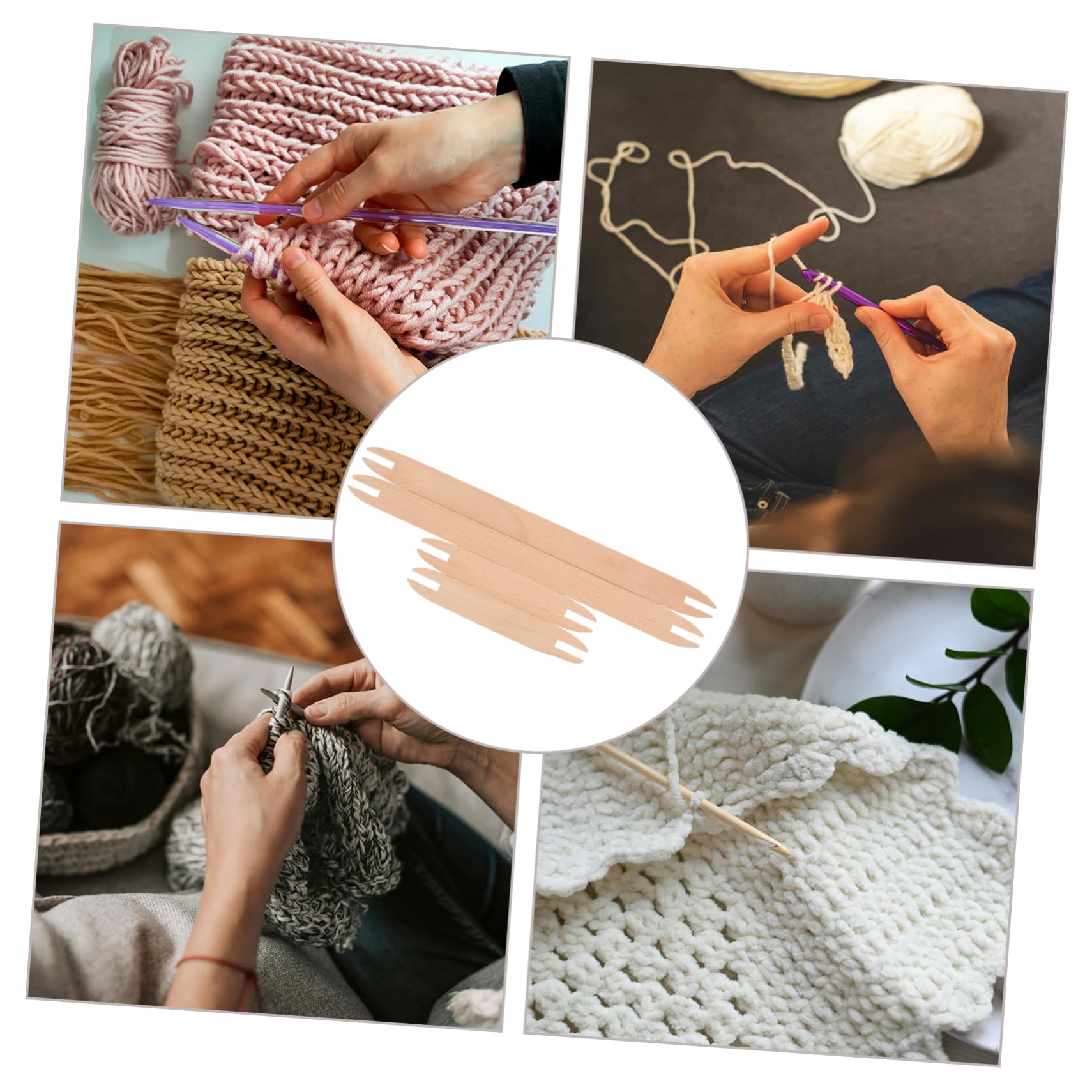 Lurrose Lot De 4 Outils De Tissage Légers en Bois pour Le Tissage Le Tricot Les Navettes en Bois Les Accessoires De Tissage 4 Pièces X 4