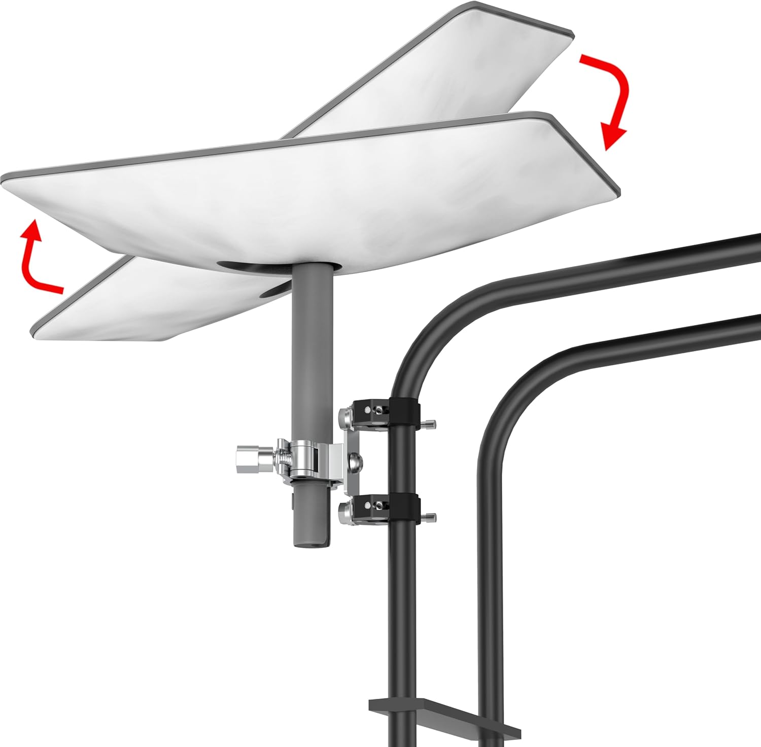 Universal Mounting Clamp for V1 and V2 Starlink Dish, RV Ladder Tubing Holder for Starlink Dish, Camper Roof Railing Mount for Starlink （Made of 316 Stainless Steel and Aluminum)