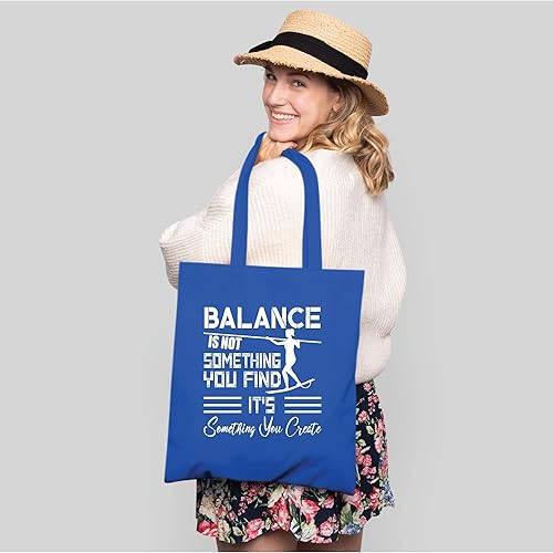 Miniatura 5 de Create Balance for Athletes Who Walk on Ropes with Slackline Gift Black Multicolor Canvas Tote Bag