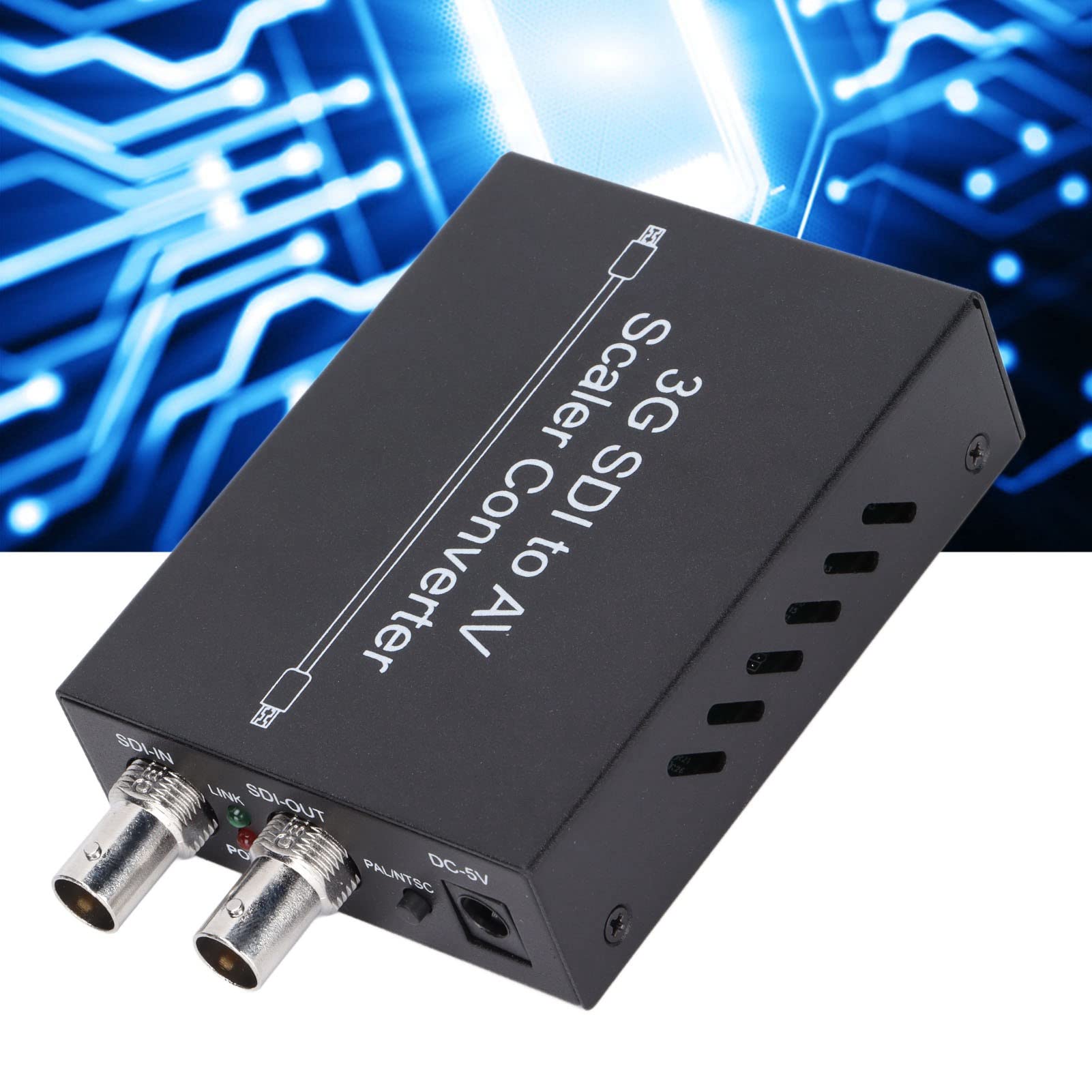 Sxhlseller 3G SDI to AV Scaler Converter, 3G SDI to AV Converter SDI to PAL/NTSC-M Video Converter for Camera Home Theatre AC 100-240V(EU-Stecker)