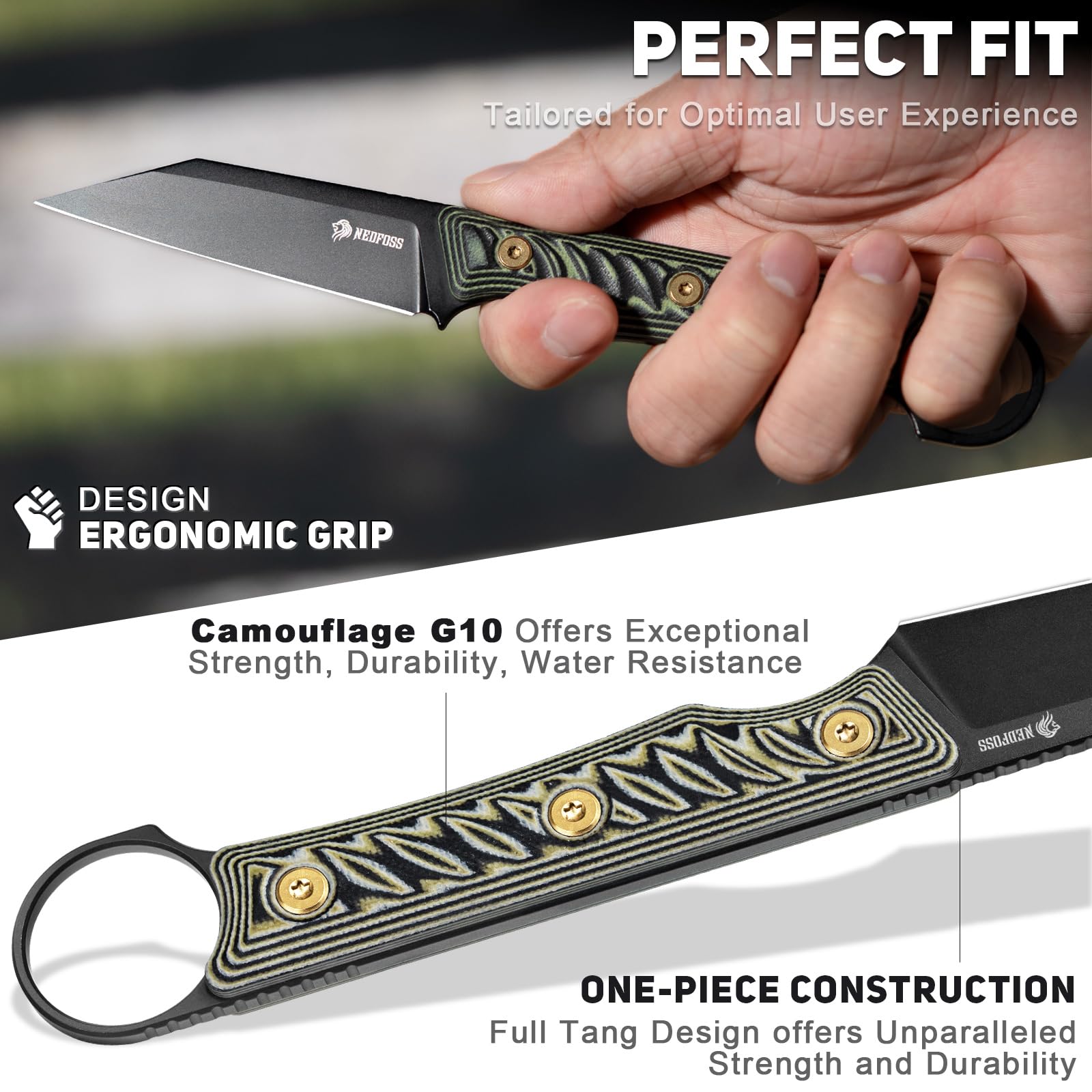 Amazon.com: NedFoss Raven EDC Fixed Blade Knife, 3.4