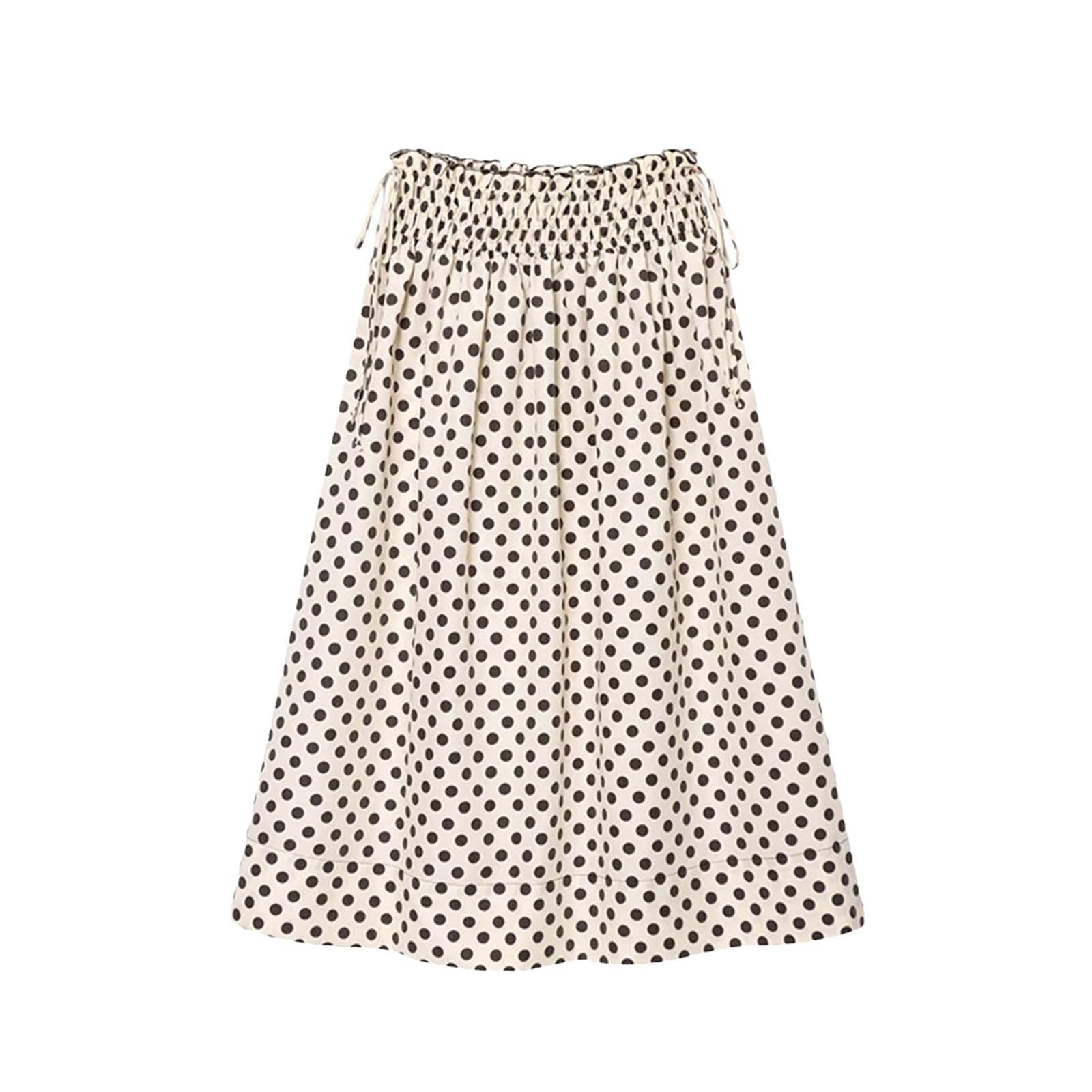 WomenS Lace-Up Detail Midi Skirt High Waist A-Line Non-Stretch Regular Fit Feminine Design