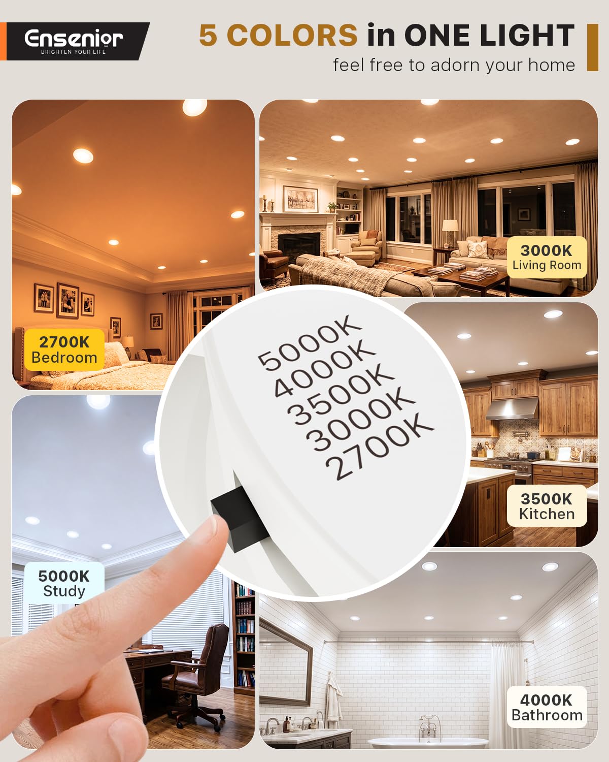 Ensenior LED Recessed Lights - 12 Pack, Easy Install -4