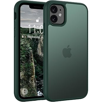 Andwing Matte Case for iPhone 11 6.1 Inch Military Standard Drop Protection Mobile Phone Case for iPhone 11 Matte Translucent Back Protective Case Anti-Fingerprint Scratch-Resistant Durable Green