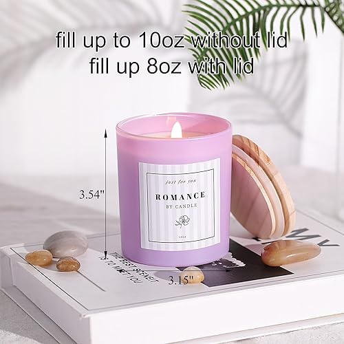 Miniatura 23 de 12 tarros de velas rosas surtidos para hacer velas, tarros de vela vacíos de 10 onzas con tapas y etiquetas de bambú, tarro de vela de vidrio