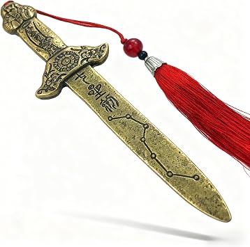 RCWG Chinese Feng Shui Sword. Seven-Star Antiquing Protection Sword, I Ching Good Luck Sword with Red Tassel for Wealth, Success, Health, Safety. Home Office Decoration, Feng Shui Decor