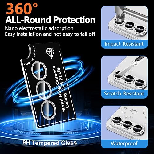 Vista 1082 de para Samsung Galaxy Z Flip 7 Protector de Lente de Cámara, Cubierta de Lente de Vidrio Templado con Anillo de Metal Individual, [Fuerte Adhesión] 1