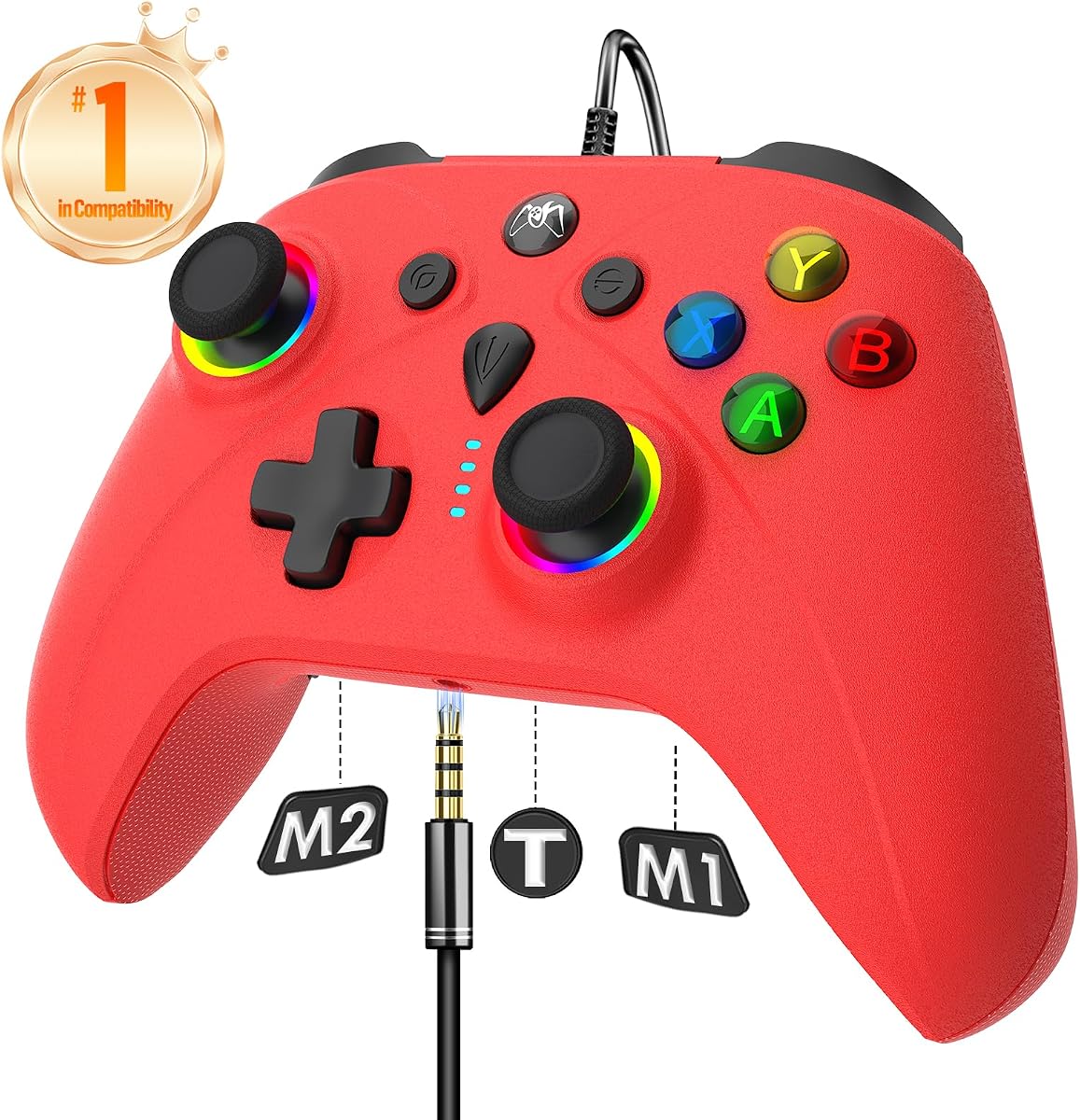 Averlixor Wired PC Controller Compatible with Windows Laptop Steam, Control with 1000Hz Polling Rate No Drift Stick, Custom Paddles Turbo Remote, RGB Light Gamepad