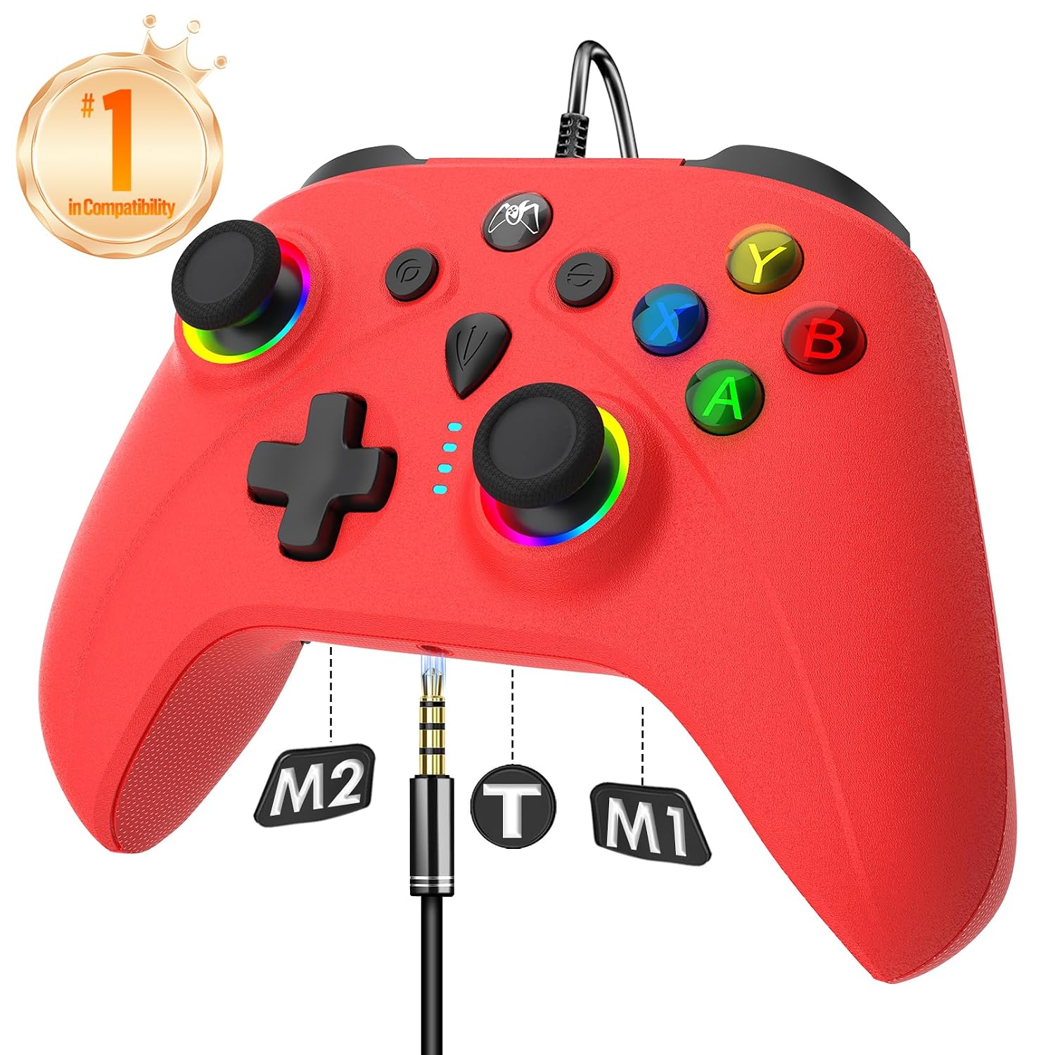 Averlixor Wired PC Controller Compatible with Windows Laptop Steam, Control with 1000Hz Polling Rate No Drift Stick, Custom Paddles Turbo Remote, RGB Light Gamepad