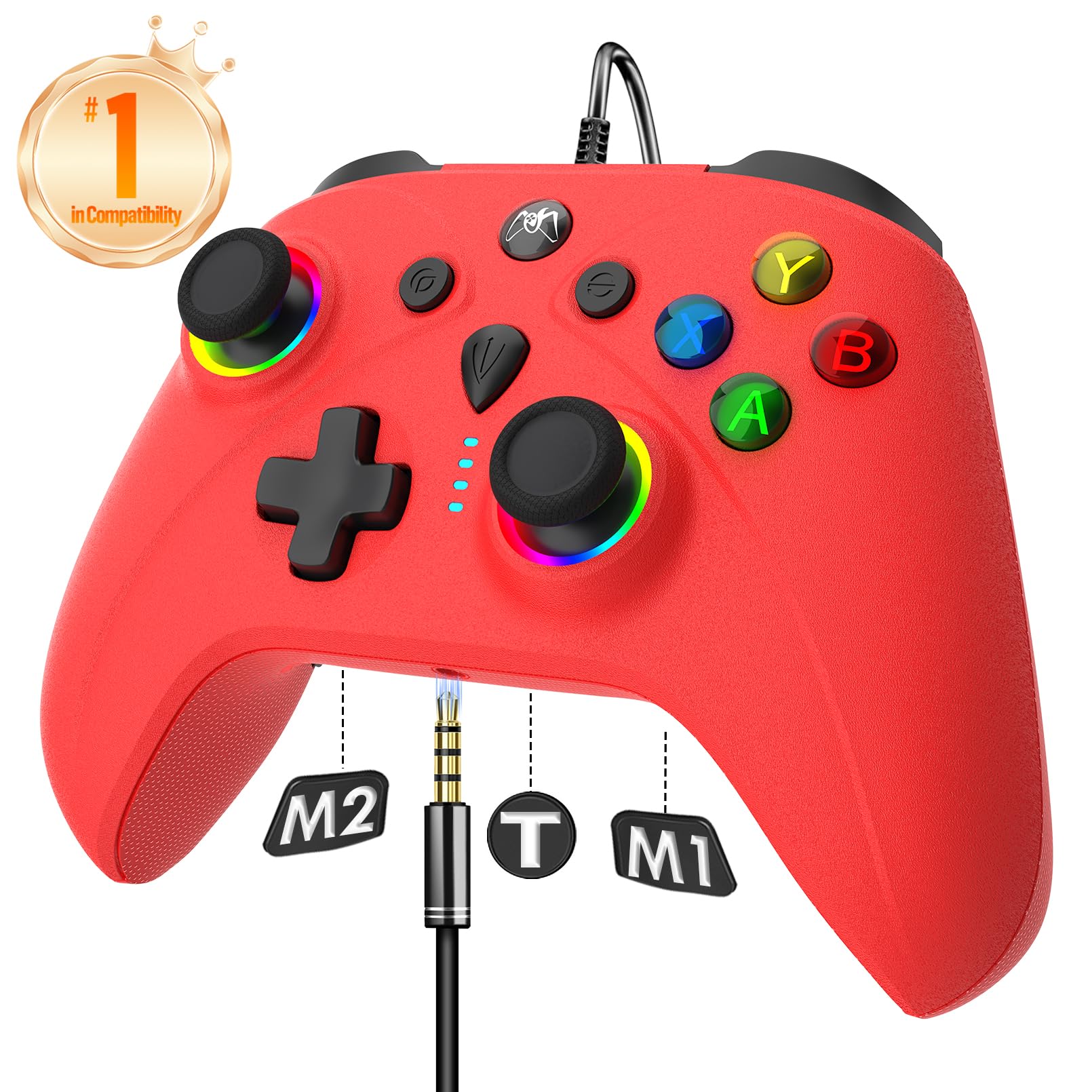 Averlixor Wired PC Controller Compatible with Windows Laptop Steam, Control with 1000Hz Polling Rate No Drift Stick, Custom Paddles Turbo Remote, RGB Light Gamepad