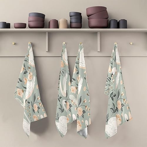 Miniatura 5 de GAIREG Swans and Retro Floral Set of Kitchen Towels, 28x18 Inch Bulk Spring Dish Towels