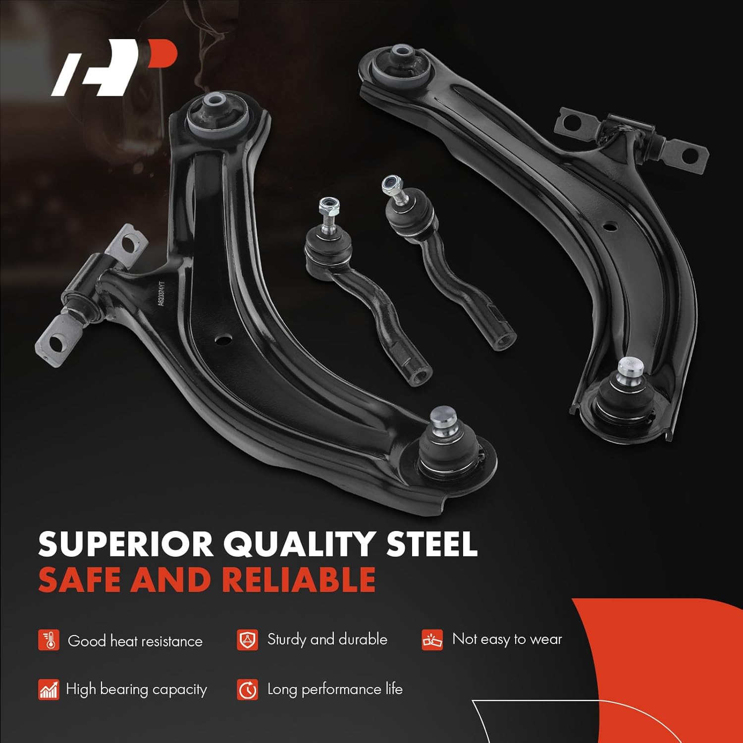 A-Premium Set of 4, Front Lower Control Arm, Outer Tie Rod End, Compatible with Nissan Sentra 2007 2008 2009 2010 2011 2012, L4 2.0L & 2.5L