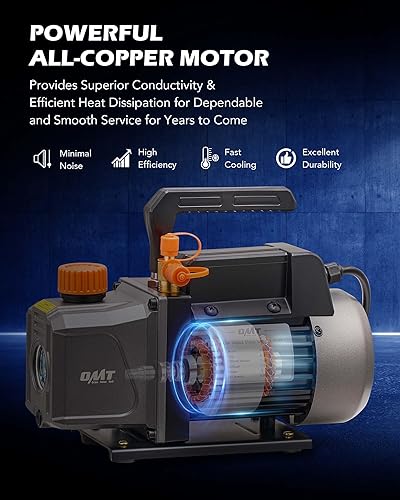 Miniatura 5 de Orion Motor Tech AC Vacuum Pump and Gauge Set, 1/3 hp 4 cfm Vacuum Pump Manifold Gauge Kit with Leak Detector 4 Hoses & Accessories for R134a R22