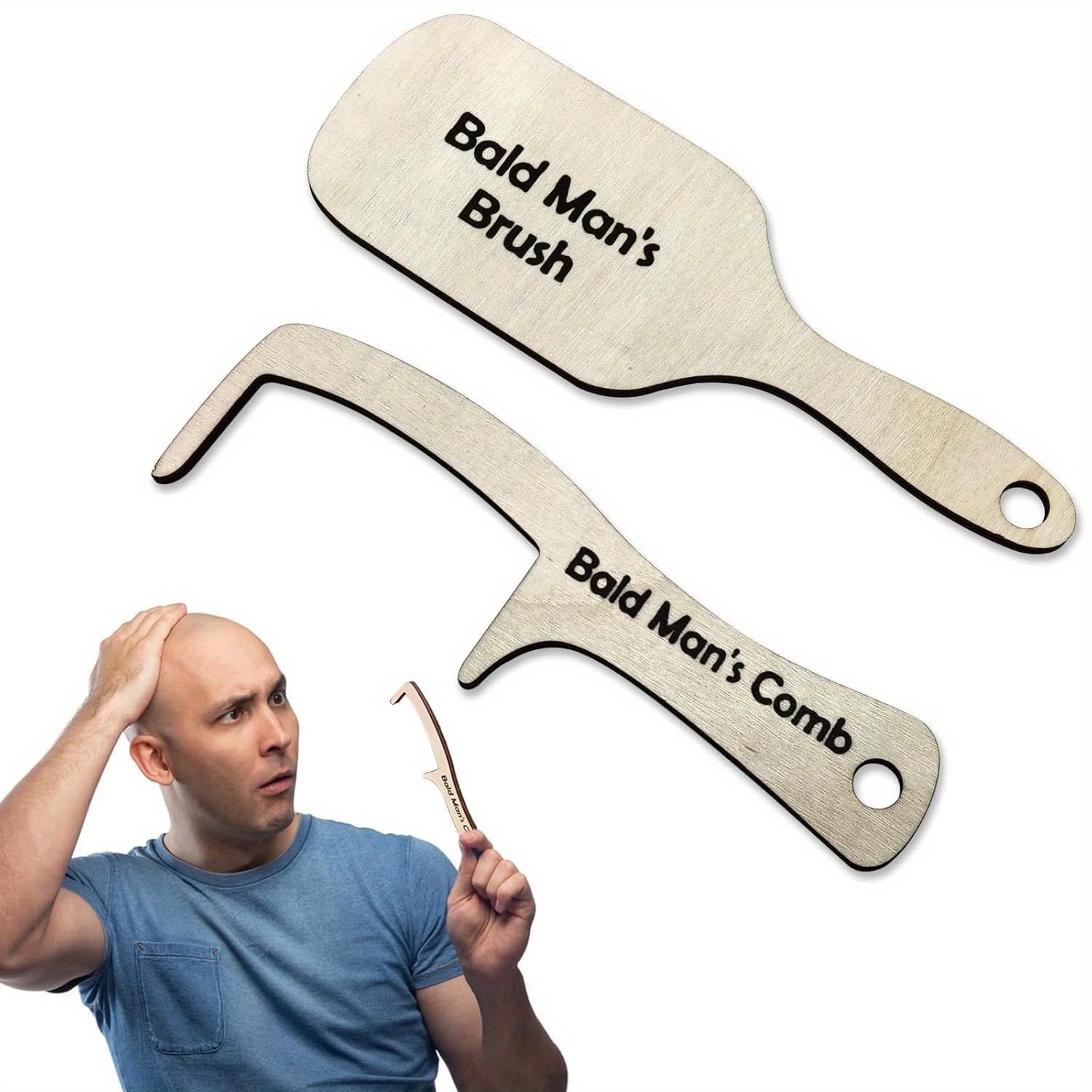 2 pentes engraçados para homens carecas, perfeitos como um presente bem-humorado. Este