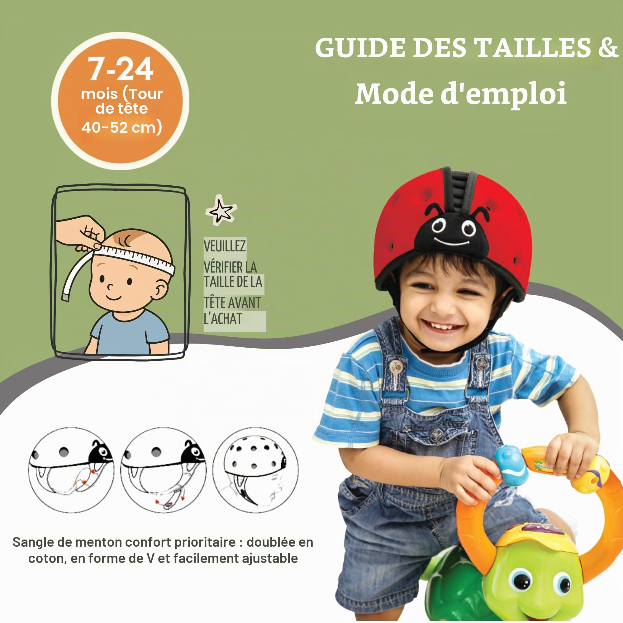 SafeheadBABY: Primé de Casque de sécurité pour bébé, Casque de Marche et de Rampe pour bébé, Protection de la tête des Tout-Petits, Extensible et réglable, Ultra-léger, testé et certifié