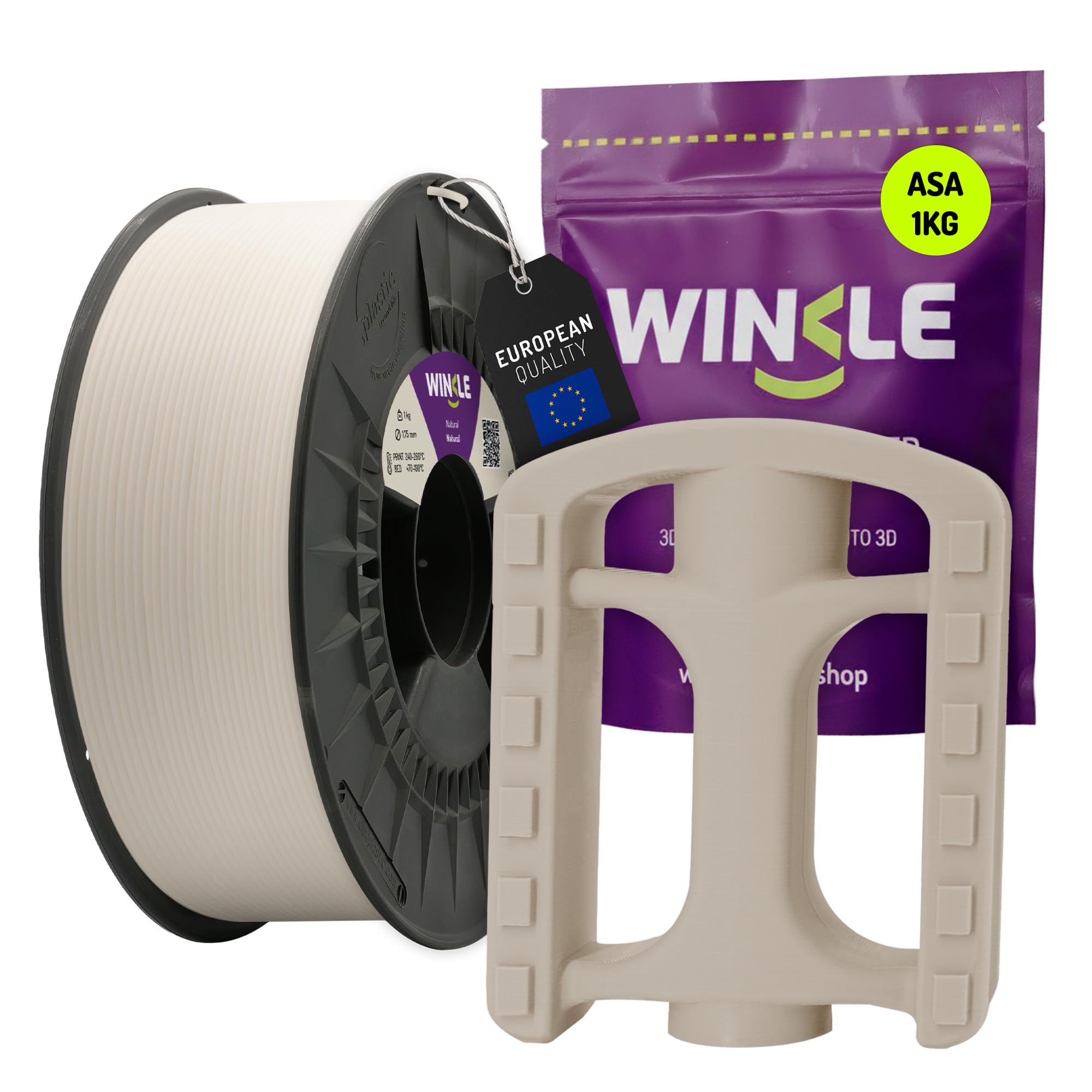 WINKLE Filament ASA 1.75mm Naturel 1kg, Filament Imprimante 3D | Précision Dimensionnelle +/- 0.03mm, Matériaux d'impression 3D en Filament pour Impression 3D, Résistant aux UV