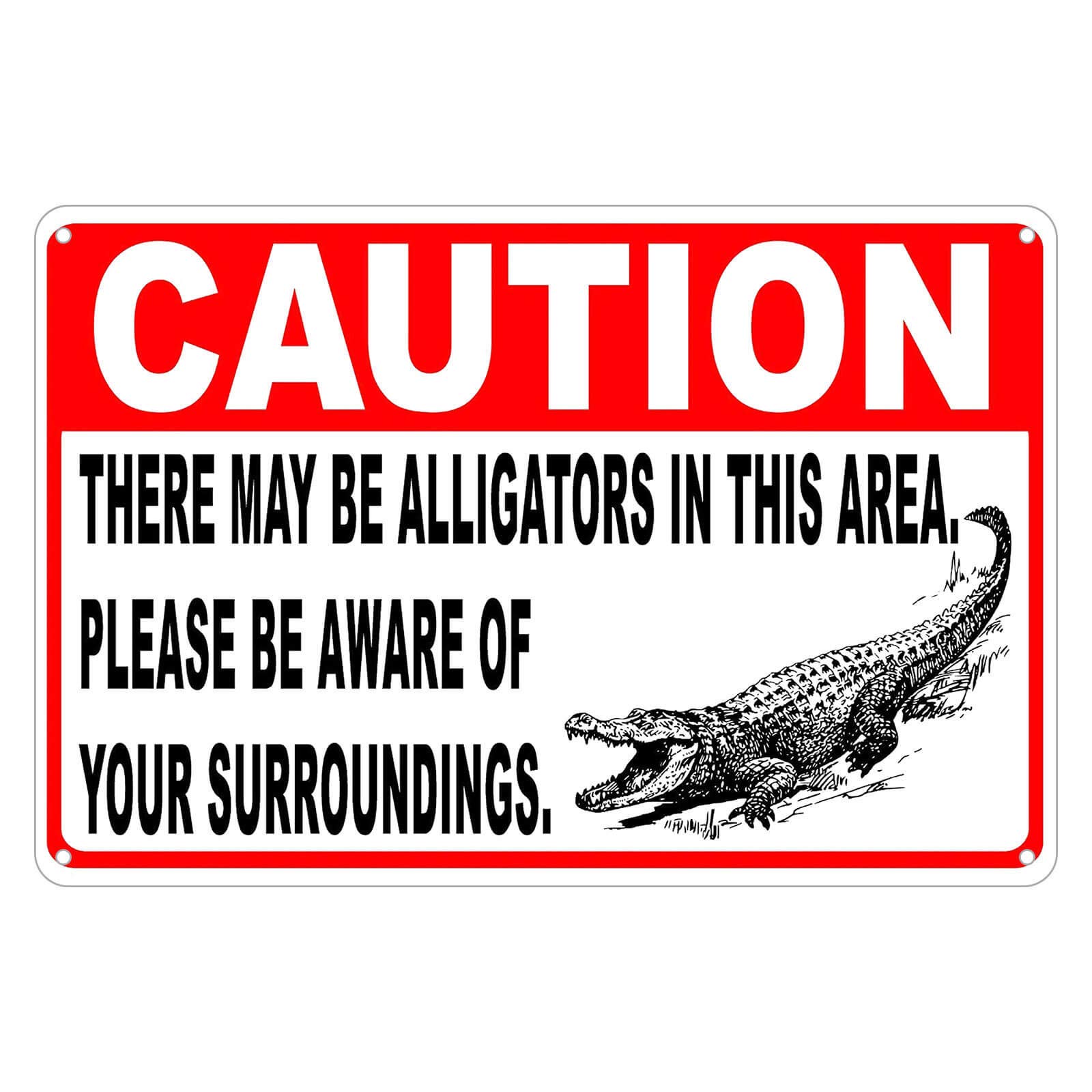 SMAZDFXX Safety Sign Notice Danger Warning BarTin Sign Decor Caution There May Be Alligators in Area Sign 8"x12"