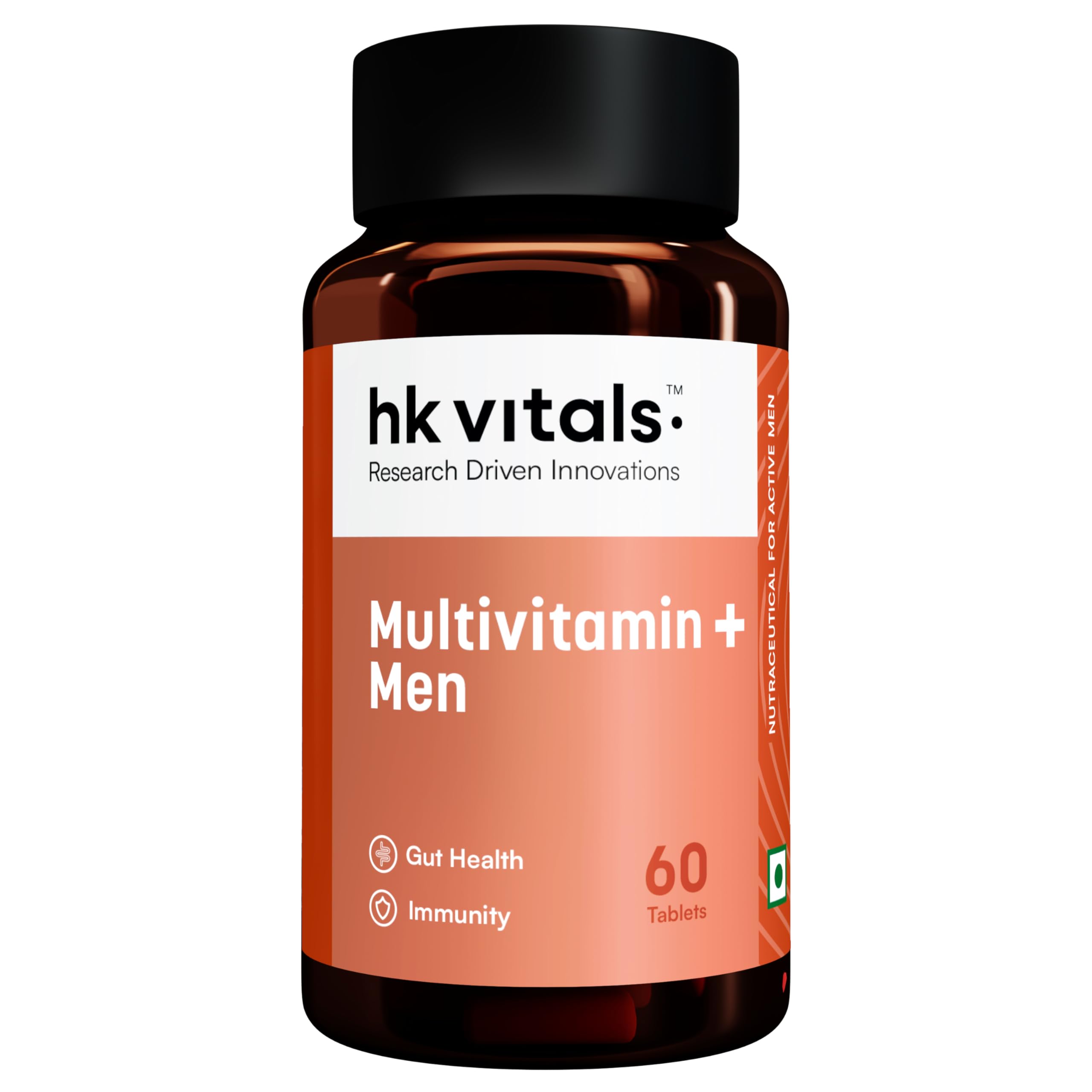 hk vitals Multivitamin Plus Men, 60 Tablets | Daily Multivitamin for Men, For Energy, Stamina, Immunity, Gut, Heart, Bone & Muscle Health