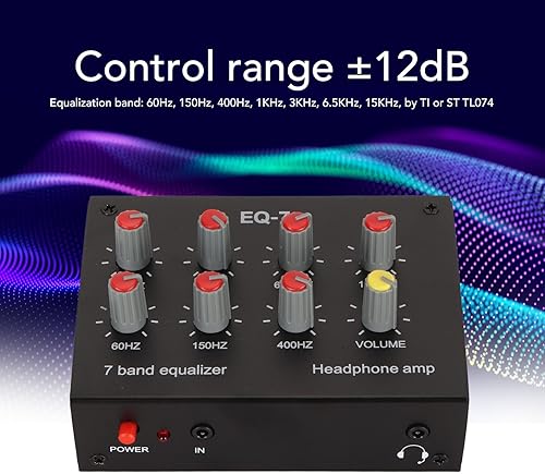 Miniatura 2 de EQ-7 Ecualizador gráfico de 7 bandas, ecualizador de audio para automóvil con salida de entrada RCA, entrada de 0.138 in, ecualizador de