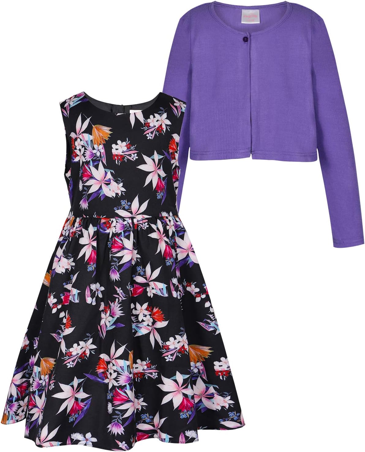 Bonny Billy Girls' Clothing Sets Flower Dress and Solid Cardigan 2 Pieces Outfits - Image 3