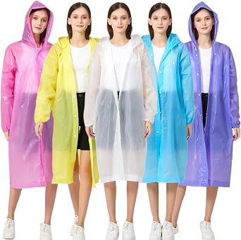 Eva Rain Ponchos for Adults, 2 Pack Reusable Raincoat for Women and Men, Lightweight Rainwear Rain Jackets with Hood