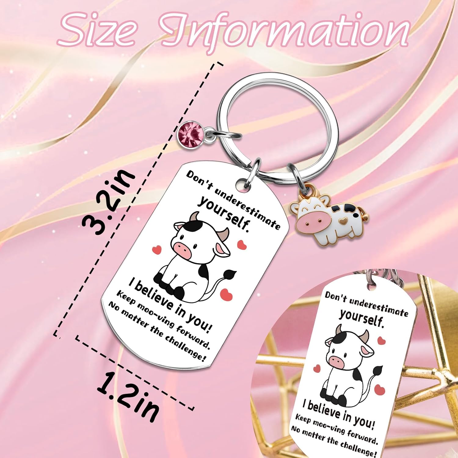 Ibiwe Moo Cows Keychain Cow Themed Gifts for Adults Cow Gifts for Women Cows Lover Keychain Emotional Inspirational Highland Coworker Highland Cow’s Theme Stuff Keyring Christmas Birthday Gift