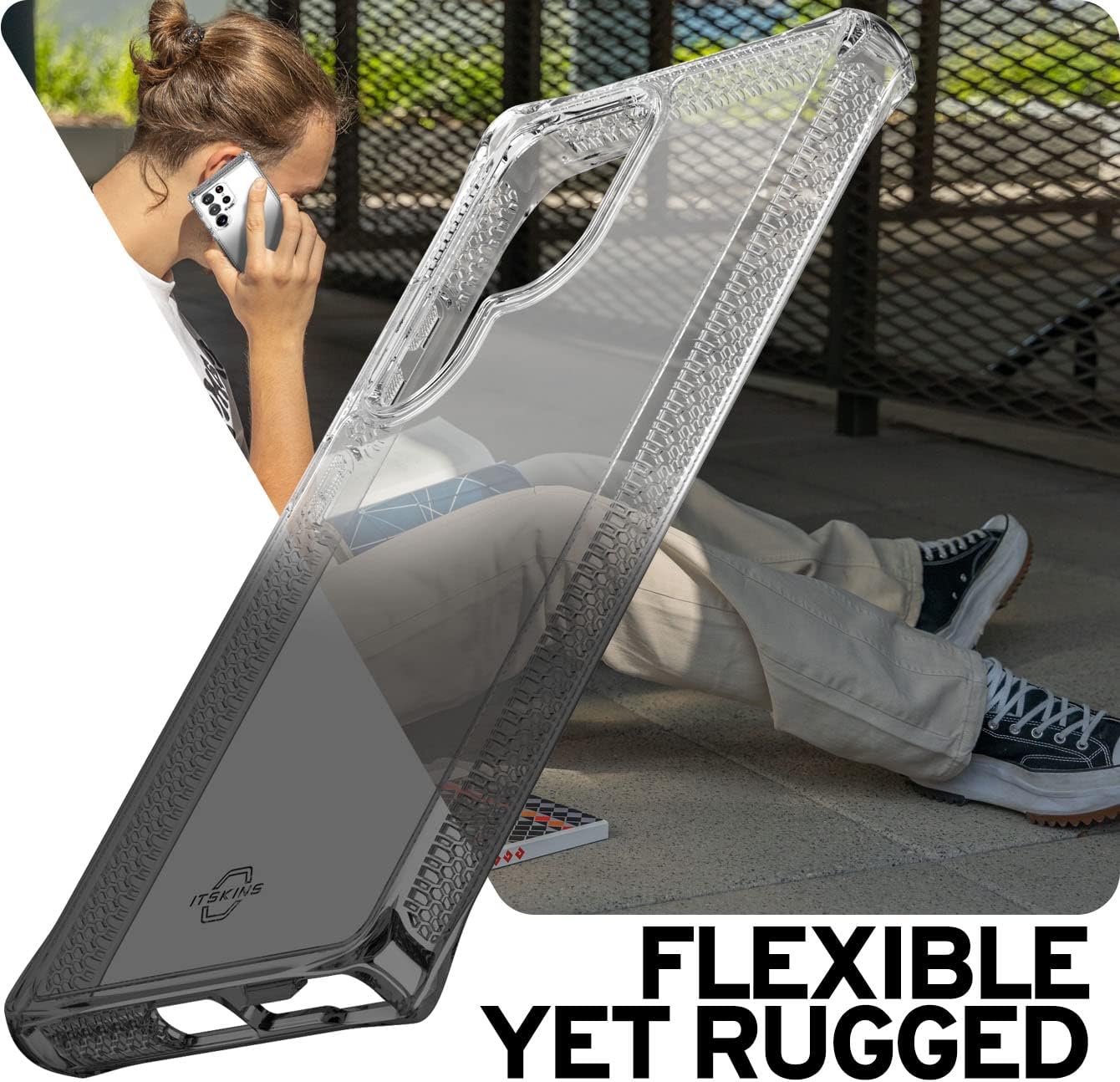 ITSKINS Hybrid R // Ombre Protective Phone Case Compatible with Samsung Galaxy S23 Ultra, Slim Hybrid Case, Anti-Yellowing, Shockproof Cover Military Phone Case - Smoke